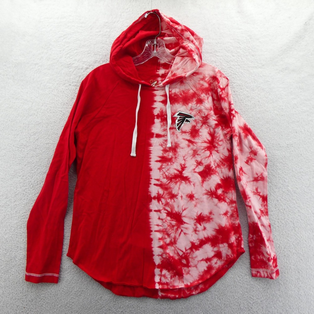 GIII Hoodie Womens Medium Atlanta Falcons Red Tie Dye Lightweight‎ Long Sleeve
